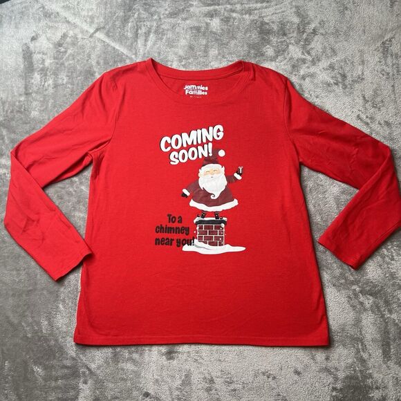 Jammies For You Families Top Womens Medium Red Coming Soon To A Chimney Near You - Picture 1 of 5